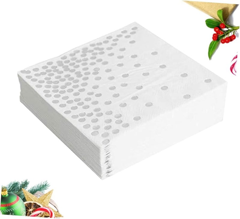 مناديل ورقية فضية النقاط للاستخدام لمرة واحدة 20 قطعة لحفلات الزفاف وأعياد الميلاد - Image 4